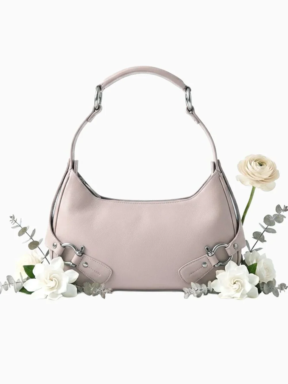 Vtg Burberry Pink Leather Baguette Shoulder Bag Y2K Italian Luxury Hobo Purse
